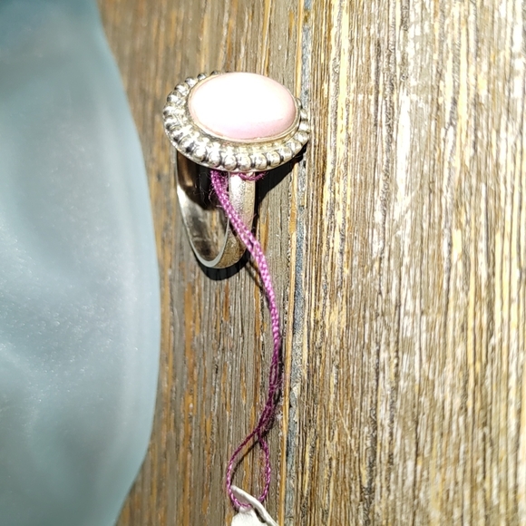 New Sterling silver Pink Peruvian Opal Ring Size 7.5 - Picture 2 of 7